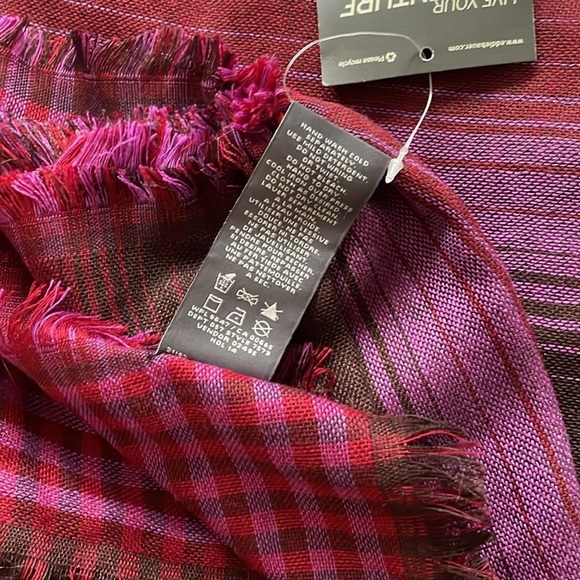 NWT Eddie Bauer Two Tone Plaid Fringe Layering scarf - Picture 6 of 11